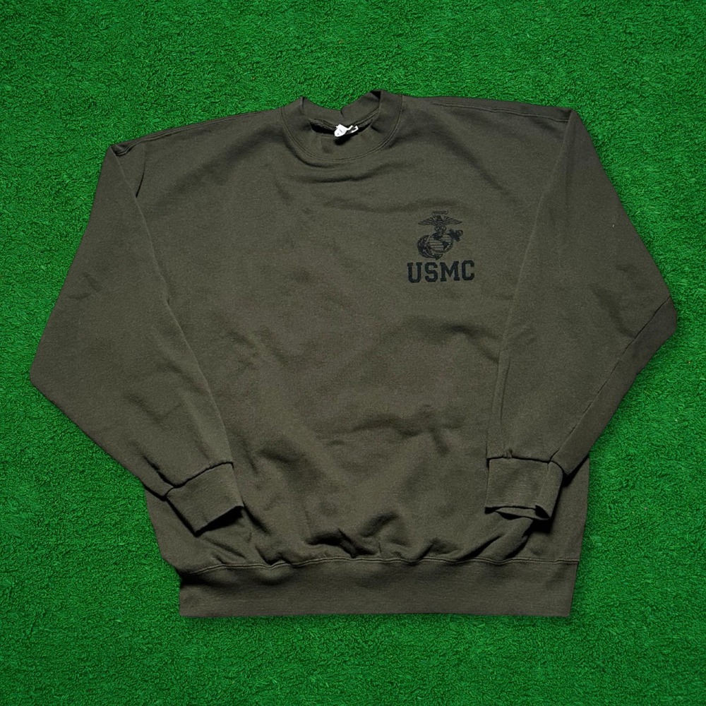 Vintage USMC Marine Corp Military Green Crewneck Sweatshirt